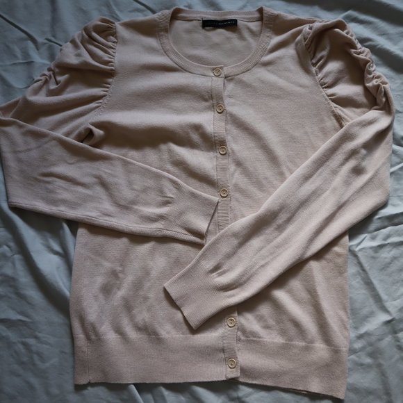 GRACE ELEMENTS Puff Sleeve Cardigan Cream Small - Picture 3 of 9